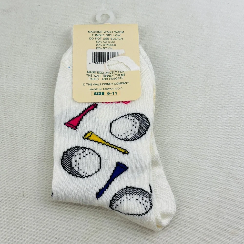 Vintage Disney Pro Collection Minnie Mouse Golf Socks Womens 9-11‎ Golf Ball Tee